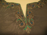 NEW Womens Tops OLIVE GREEN Gold Embroidery BELL LONG SLEEVE TOP Asian Indian Style Clothes Clothing Medium
