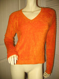 Womens Sweaters Tops BRIGHT ORANGE Long Sleeve V-Neck Vneck Winter Fall Season Layering Sweater Sweatshirt TOP SHIRT size Medium Women Cold Days Clothes Cheap Affordable Fashion Clothing
