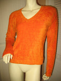 Womens Sweaters Tops BRIGHT ORANGE Long Sleeve V-Neck Vneck Winter Fall Season Layering Sweater Sweatshirt TOP SHIRT size Medium Women Cold Days Clothes Cheap Affordable Fashion Clothing