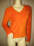 Womens Sweaters Tops BRIGHT ORANGE Long Sleeve V-Neck Vneck Winter Fall Season Layering Sweater Sweatshirt TOP SHIRT size Medium Women Cold Days Clothes Cheap Affordable Fashion Clothing