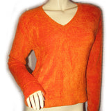 Womens Sweaters Tops BRIGHT ORANGE Long Sleeve V-Neck Vneck Winter Fall Season Layering Sweater Sweatshirt TOP SHIRT size Medium Women Cold Days Clothes Cheap Affordable Fashion Clothing