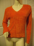 Womens Sweaters Tops BRIGHT ORANGE Long Sleeve V-Neck Winter Layering Sweater TOP SHIRT Medium