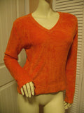 Womens Sweaters Tops BRIGHT ORANGE Long Sleeve V-Neck Winter Layering Sweater TOP SHIRT Medium