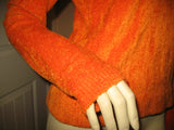 Womens Sweaters Tops BRIGHT ORANGE Long Sleeve V-Neck Winter Layering Sweater TOP SHIRT Medium