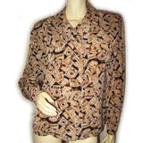 Womens Tops MADE In USA PENDLETON Earth Tone BEIGE BROWN BLACK Graphic Prints Printed Pattern Long Sleeve Button Down Collar Collared TOP SHIRT Casual Wear Casuals Occasion Attire Women Clothes Clothing
