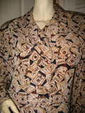 SOPHISTICATES by PENDLETON Womens Button Down Shirt Top Long Sleeve Made In USA Multicolor Beige Brown Print Medium