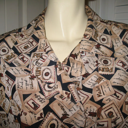 SOPHISTICATES by PENDLETON Womens Button Down Shirt Top Long Sleeve Made In USA Multicolor Beige Brown Print Medium