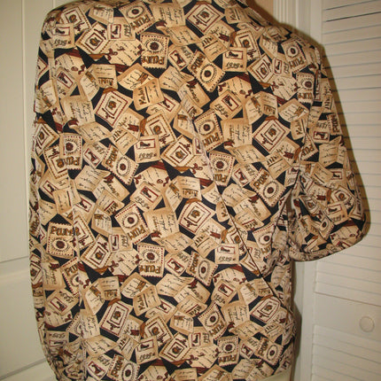 Womens Tops MADE In USA PENDLETON Earth Tone BEIGE BROWN BLACK Graphic Prints Printed Pattern Long Sleeve Button Down Collar Collared TOP SHIRT Casual Wear Casuals Occasion Attire Women Clothes Clothing