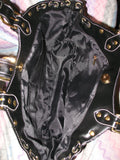 NEW Women PINK or BLACK Dual Handle Tote PURSE HANDBAG BAG BAGS Drawstring Eyelet