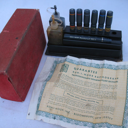 Vintage Antique KOH-I-NOOR RAPIDOGRAPH Engineering Drafting Drawing Lettering PENS PEN