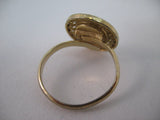 Womens Metal Gold Tone Natural BROWN AGATE? STONE OBLONG ADJUSTABLE RING 7-8-9