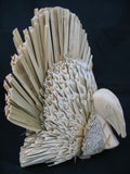 VINTAGE THANKSGIVING DAY Holiday TURKEY Natural Grass 3D Art Carved Carving Wood Wooden Dining Table Dinner Party Setting Centerpiece Home Decors Decorations