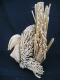 VINTAGE THANKSGIVING DAY Holiday TURKEY Natural Grass 3D Art CARVED Wood Dining Table Dinner Home Decors Decorations