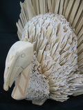 VINTAGE THANKSGIVING DAY Holiday TURKEY Natural Grass 3D Art CARVED Wood Dining Table Dinner Home Decors Decorations