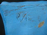 Vintage Ceramic CAT KITTY KITTEN Art Pottery BLUE Gift PAPER BAG Pink Ribbon W92