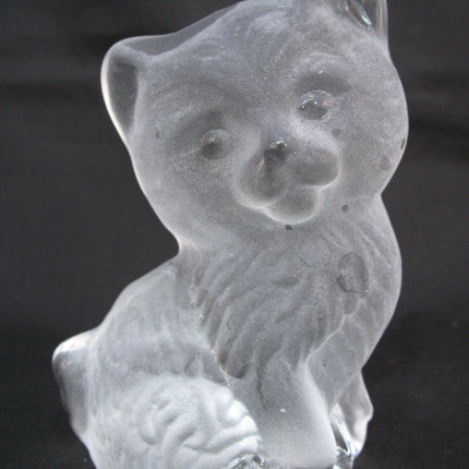 VINTAGE FROSTED Art GLASS 3D CAT CATS KITTY KITTEN Table PAPERWEIGHT Animal Figurine Figurines
