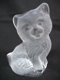 VINTAGE FROSTED Art GLASS 3D CAT CATS KITTY KITTEN Table PAPERWEIGHT Animal Figurine Figurines