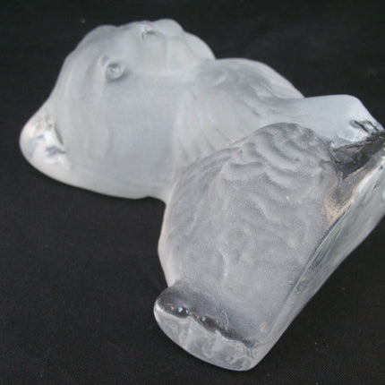 VINTAGE FROSTED Art GLASS 3D CAT CATS KITTY KITTEN Table PAPERWEIGHT Animal Figurine Figurines