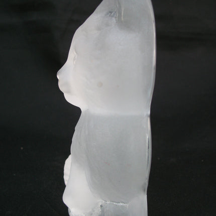 VINTAGE FROSTED Art GLASS 3D CAT CATS KITTY KITTEN Table PAPERWEIGHT Animal Figurine Figurines