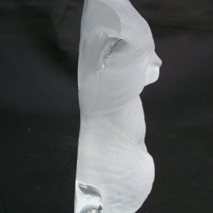 VINTAGE FROSTED Art GLASS 3D CAT CATS KITTY KITTEN Table PAPERWEIGHT Animal Figurine Figurines
