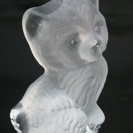 VINTAGE FROSTED Art GLASS 3D CAT CATS KITTY KITTEN Table PAPERWEIGHT Animal Figurine Figurines