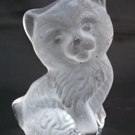 VINTAGE FROSTED Art GLASS 3D CAT CATS KITTY KITTEN Table PAPERWEIGHT Animal Figurine Figurines