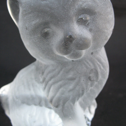 VINTAGE FROSTED Art GLASS 3D CAT CATS KITTY KITTEN Table PAPERWEIGHT Animal Figurine Figurines