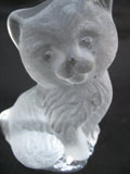 VINTAGE FROSTED Art GLASS 3D CAT CATS KITTY KITTEN Table PAPERWEIGHT Animal Figurine Figurines