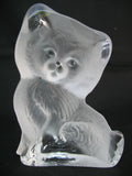 VINTAGE FROSTED Art GLASS 3D CAT CATS KITTY KITTEN Table PAPERWEIGHT Animal Figurine Figurines