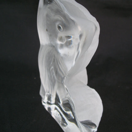 VINTAGE FROSTED Art GLASS 3D CAT CATS KITTY KITTEN Table PAPERWEIGHT Animal Figurine Figurines