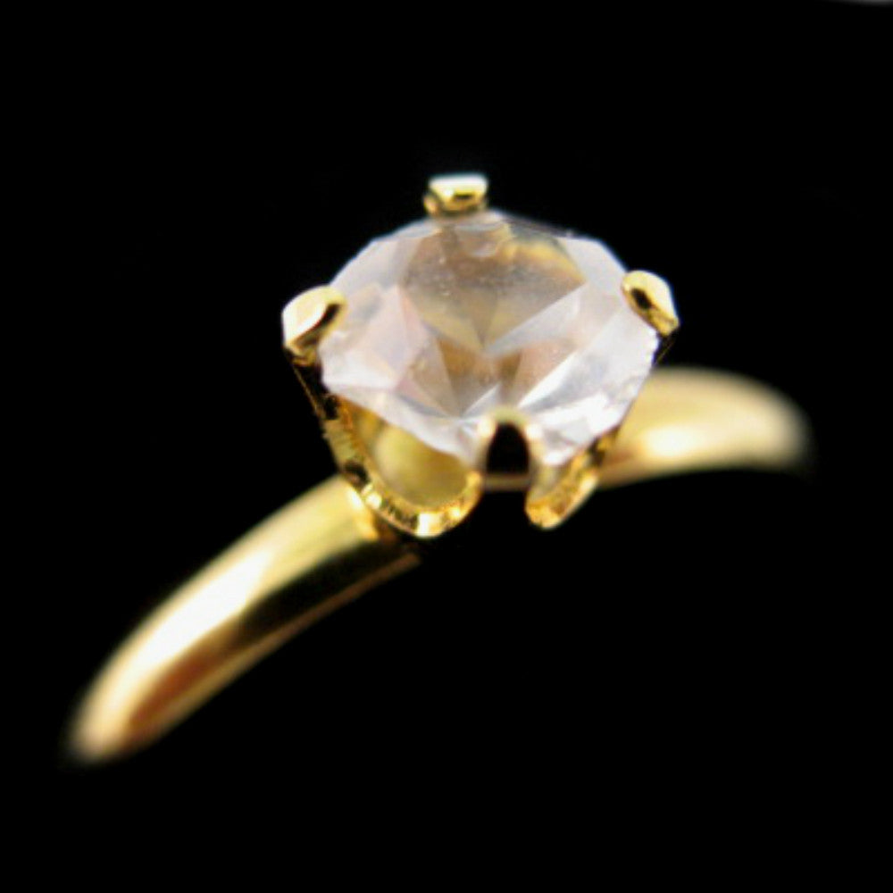 Womens Rings Gold Tone Clear Crystal Glass Stone Solitaire RING size 6.5 6-1/2