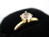 Womens Rings Gold Tone Clear Crystal Glass Stone Solitaire RING size 6.5 6-1/2