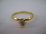 Womens Rings Gold Tone Clear Crystal Glass Stone Solitaire RING size 6.5 6-1/2