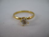Womens Rings Gold Tone Clear Crystal Glass Stone Solitaire RING size 6.5 6-1/2
