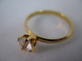Womens Rings Gold Tone Clear Crystal Glass Stone Solitaire RING size 6.5 6-1/2
