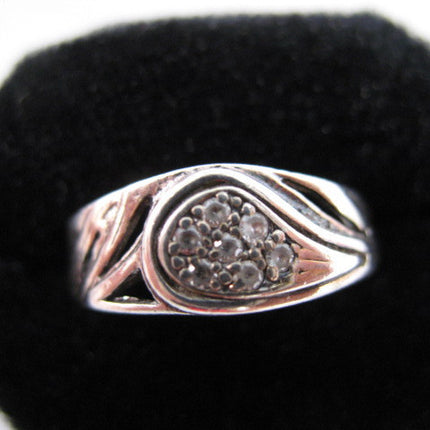 STERLING SILVER Marked 925 Crystal Stones GOLF CLUB Golfer Womens Ladies RING size 7