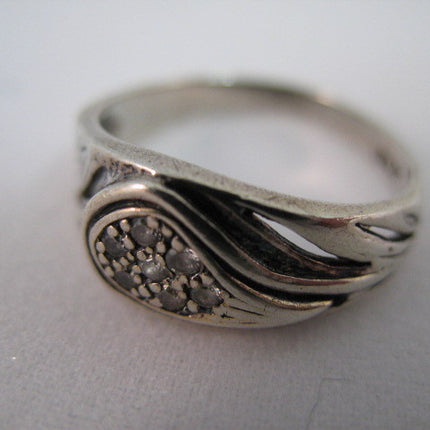 STERLING SILVER Marked 925 Crystal Stones GOLF CLUB Golfer Womens Ladies RING size 7
