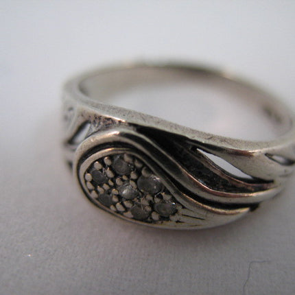 STERLING SILVER Marked 925 Crystal Stones GOLF CLUB Golfer Womens Ladies RING size 7