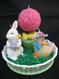 AVON EASTER SPRING GARDEN CANDLE CANDLES Ceramic Dish Plate Holder Set Animals Bunny Rabbit Duck Pink Rose Tree Flower Collectible Collectibles Home Decors Decorations