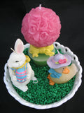 AVON EASTER SPRING GARDEN CANDLE CANDLES Ceramic Dish Plate Holder Set Animals Bunny Rabbit Duck Pink Rose Tree Flower Collectible Collectibles Home Decors Decorations