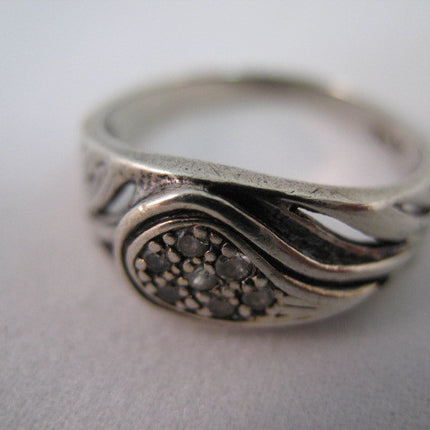 STERLING SILVER Marked 925 Crystal Stones GOLF CLUB Golfer Womens Ladies RING size 7