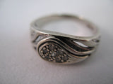 STERLING SILVER Marked 925 Crystal Stones GOLF CLUB Golfer Womens Ladies RING size 7