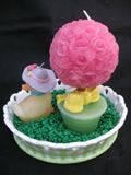 NEW AVON EASTER SPRING GARDEN CANDLE Ceramic Dish Holder SET CANDLES Bunny Rabbit Duck Pink Rose Flower