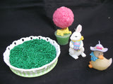 AVON EASTER SPRING GARDEN CANDLE CANDLES Ceramic Dish Plate Holder Set Animals Bunny Rabbit Duck Pink Rose Tree Flower Collectible Collectibles Home Decors Decorations