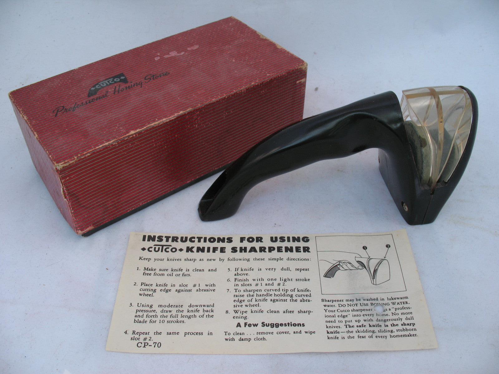 CUTCO Knife Sharpener Vintage Professional Honing Stone Box Original  Directions