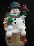 AVON Christmas Day Holiday WINTER SNOWMAN Figurine Figurines SCENTED Perfume CANDLE GLASS JAR Container Holder Candles Collectible Collectibles Decors
