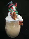 NEW AVON Christmas Holiday WINTER SNOWMAN Figurine SCENTED Perfume CANDLE GLASS JAR Box Candles Decors