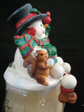 AVON Christmas Day Holiday WINTER SNOWMAN Figurine Figurines SCENTED Perfume CANDLE GLASS JAR Container Holder Candles Collectible Collectibles Decors