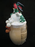 NEW AVON Christmas Holiday WINTER SNOWMAN Figurine SCENTED Perfume CANDLE GLASS JAR Box Candles Decors