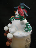 NEW AVON Christmas Holiday WINTER SNOWMAN Figurine SCENTED Perfume CANDLE GLASS JAR Box Candles Decors